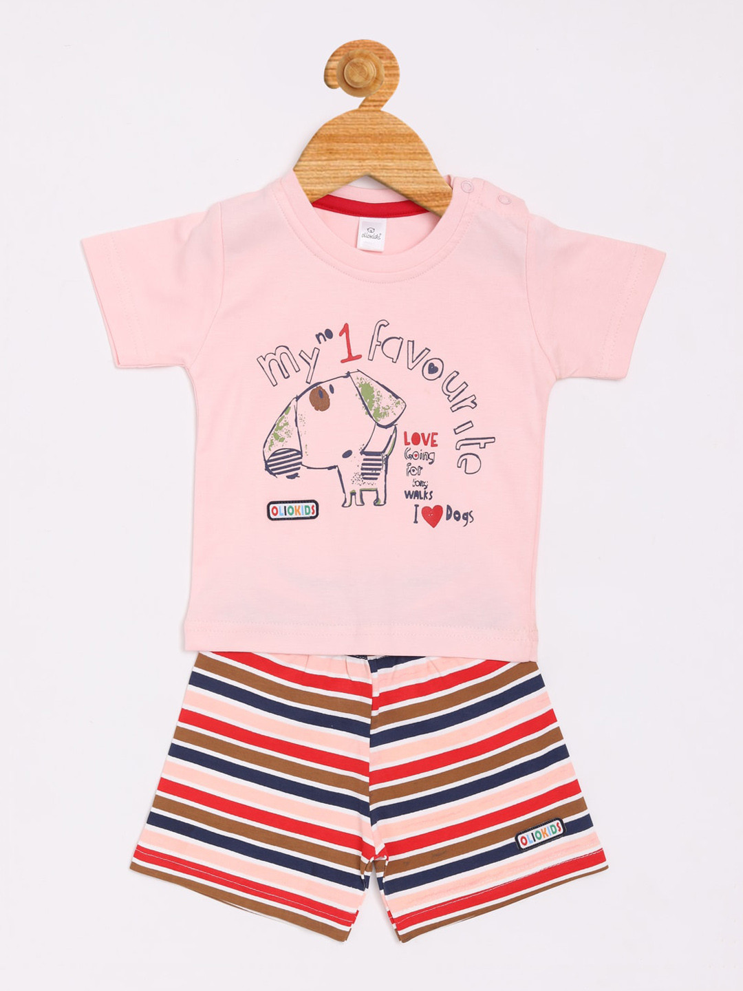 

Olio Kids Boys Pink & Red Printed T-shirt with Shorts
