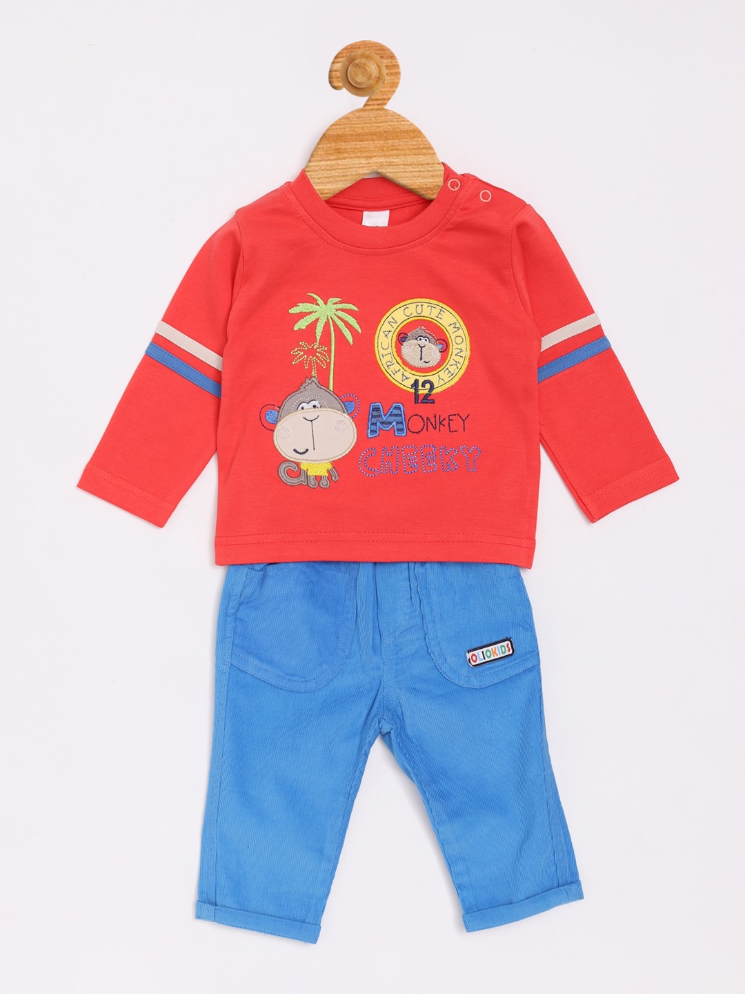 

Olio Kids Boys Red & Blue Printed T-shirt with Trousers