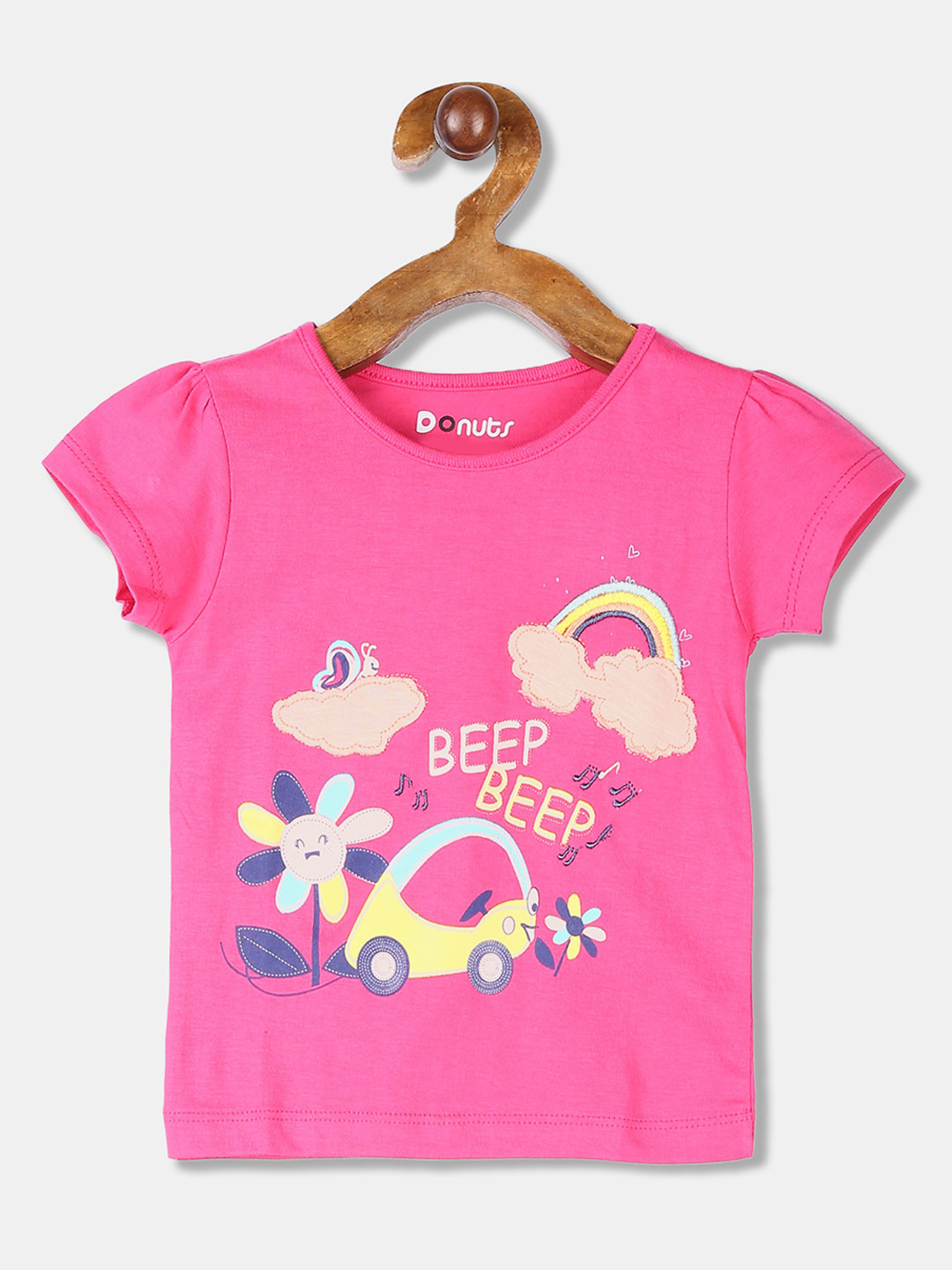 

Donuts Girls Pink Printed Round Neck T-shirt