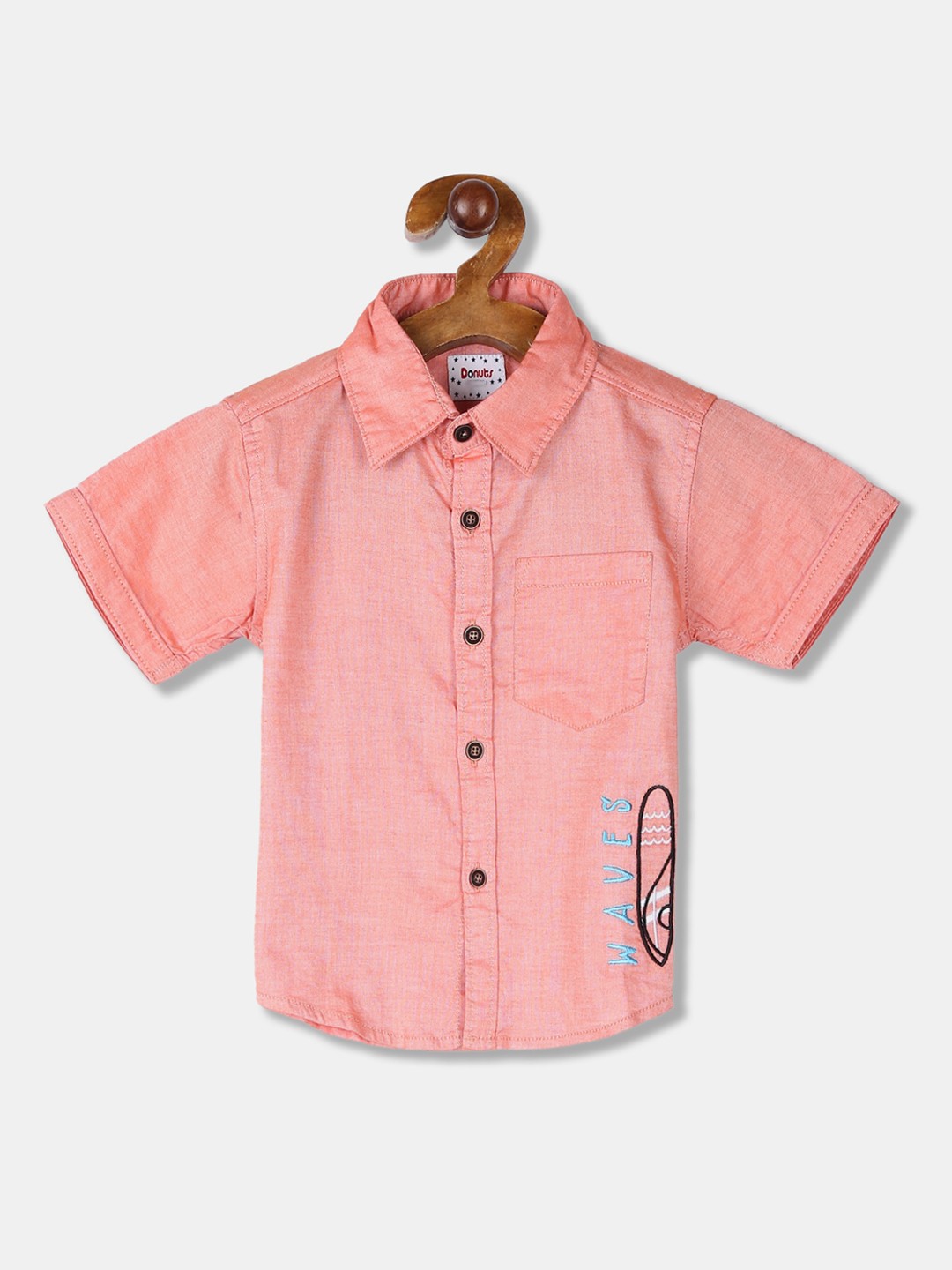 

Donuts Boys Pink Regular Fit Solid Casual Shirt