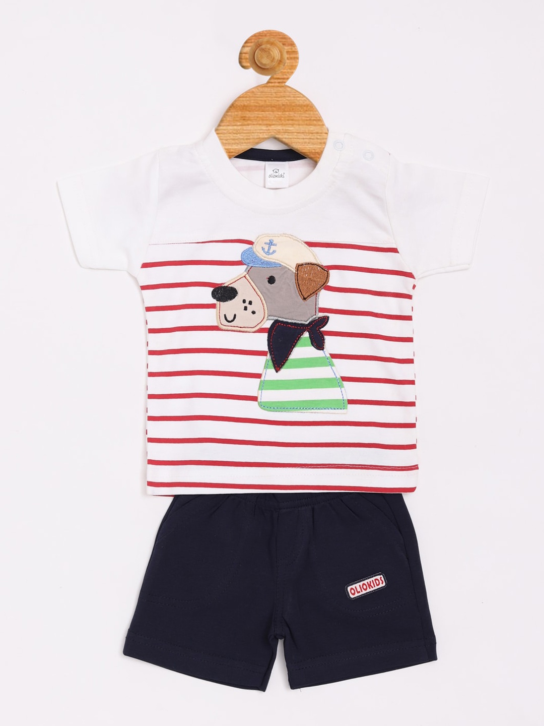 

Olio Kids Boys Black & White Printed T-shirt with Shorts