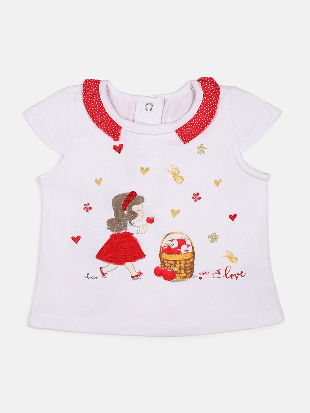 

Chicco Girls White Printed Round Neck T-shirt