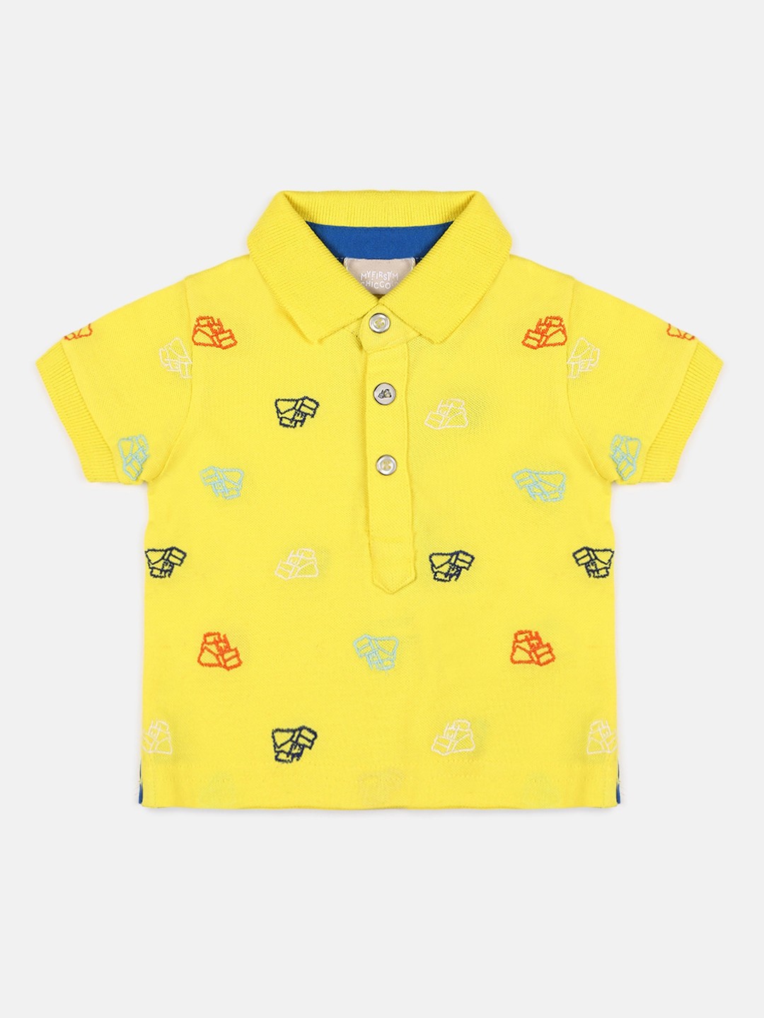 

Chicco Boys Yellow Self Design Polo Collar T-shirt