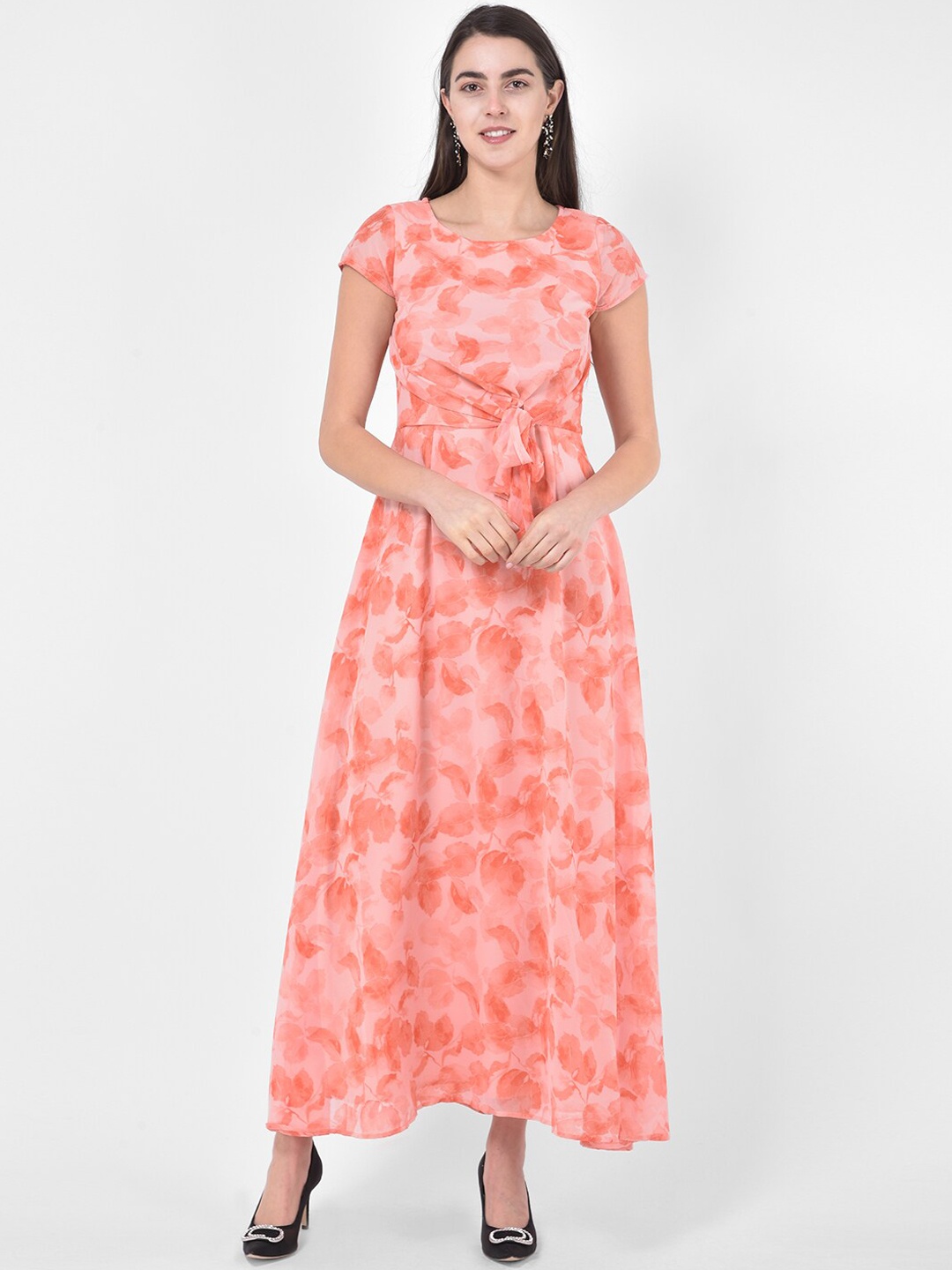 

Latin Quarters Women Peach-Coloured Printed Maxi Dress