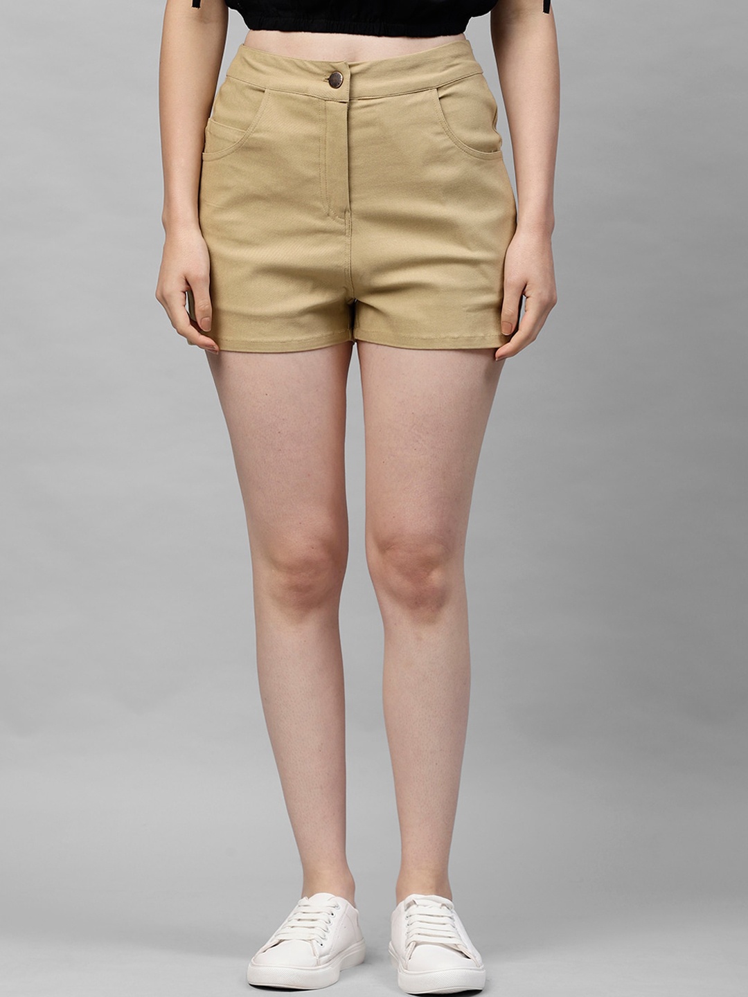 

Athena Women Beige Solid Regular Fit Regular Shorts