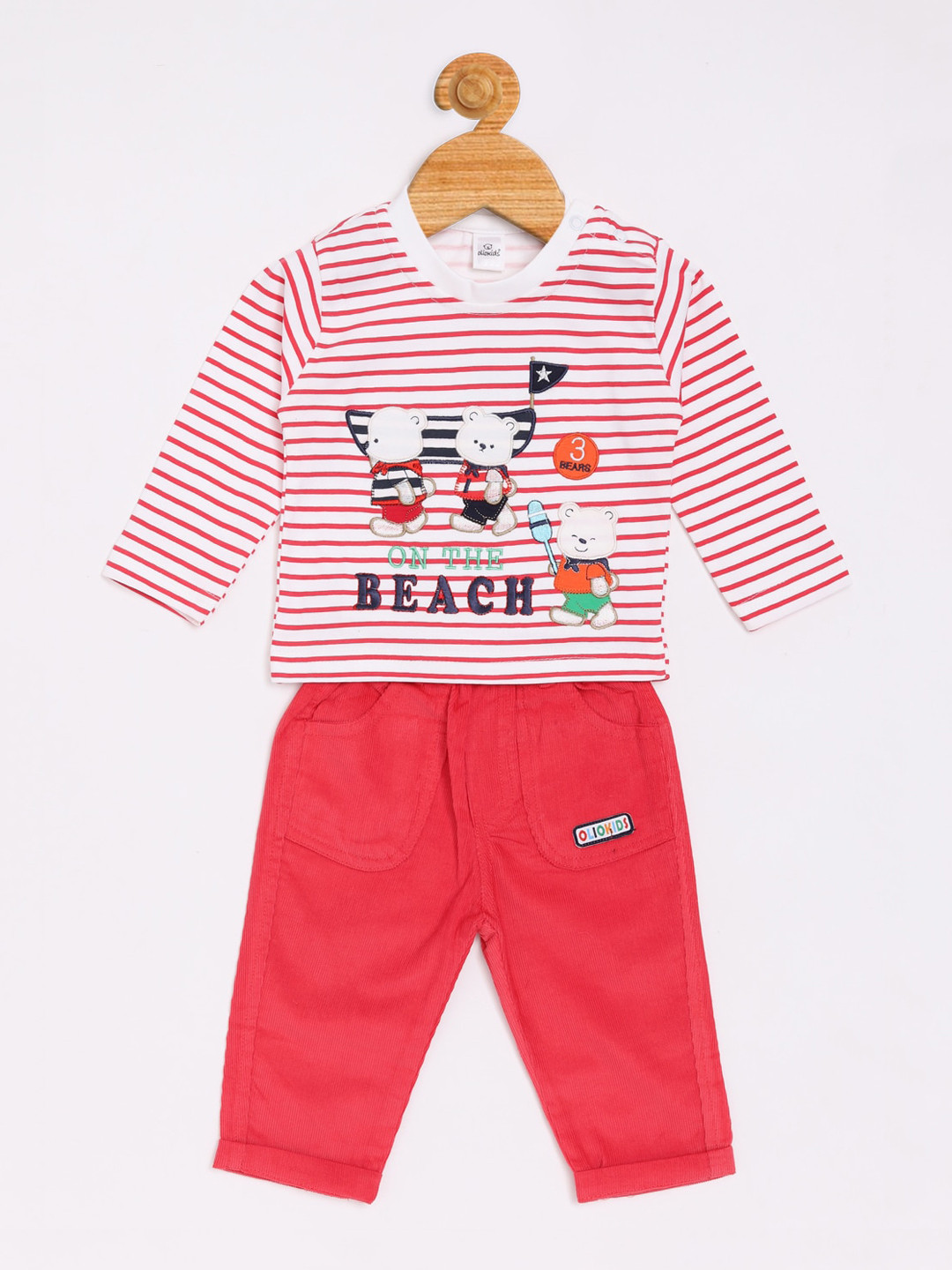 

Olio Kids Boys Red & White Striped T-shirt with Trousers