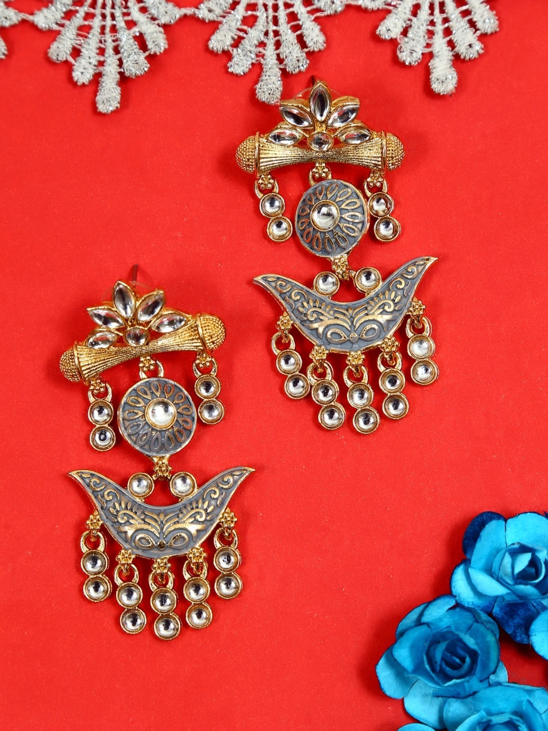 Crunchy Fashion Gold-Plated Contemporary Drop Earrings