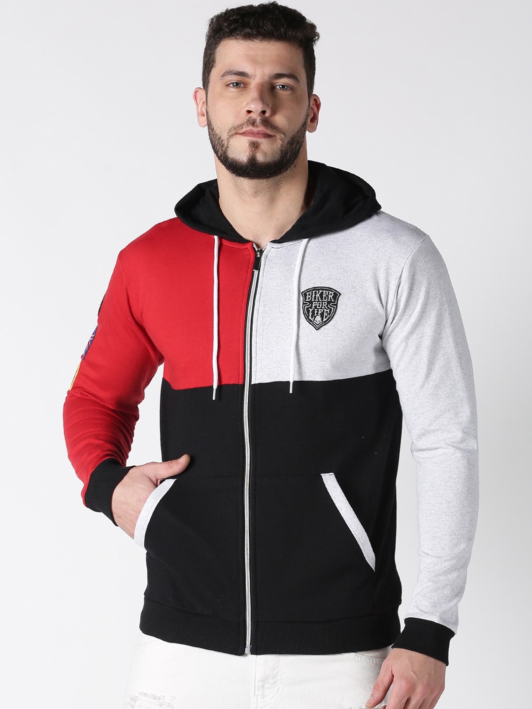 

UrGear Men Black & Red Colourblocked Sweatshirt