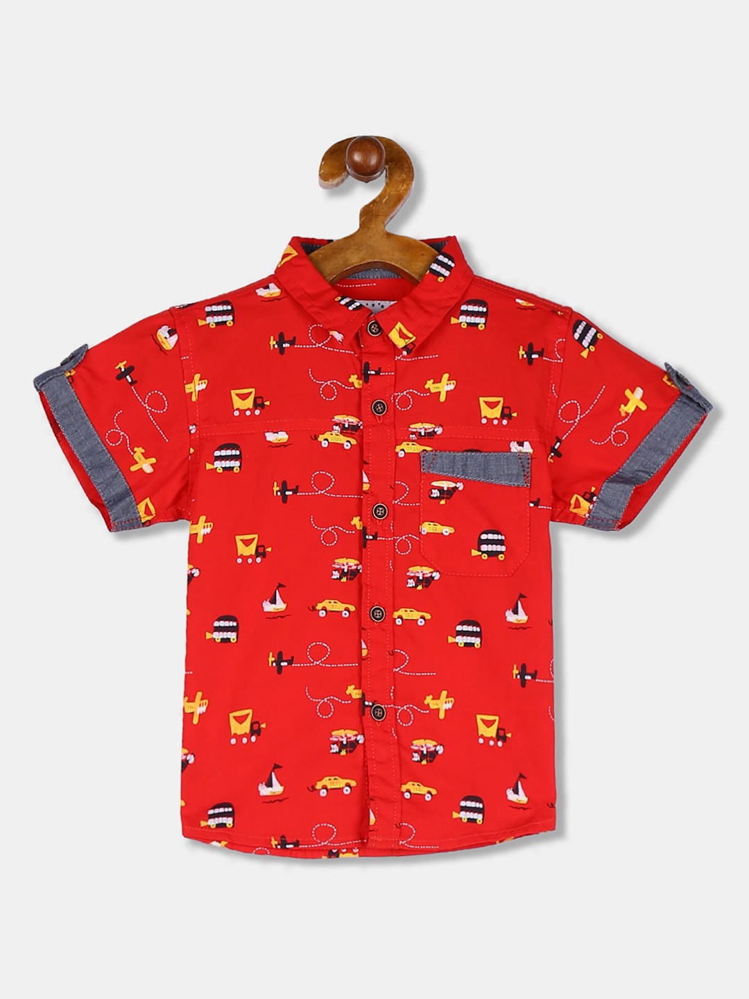 

Donuts Boys Red Regular Fit Printed Casual Shirt