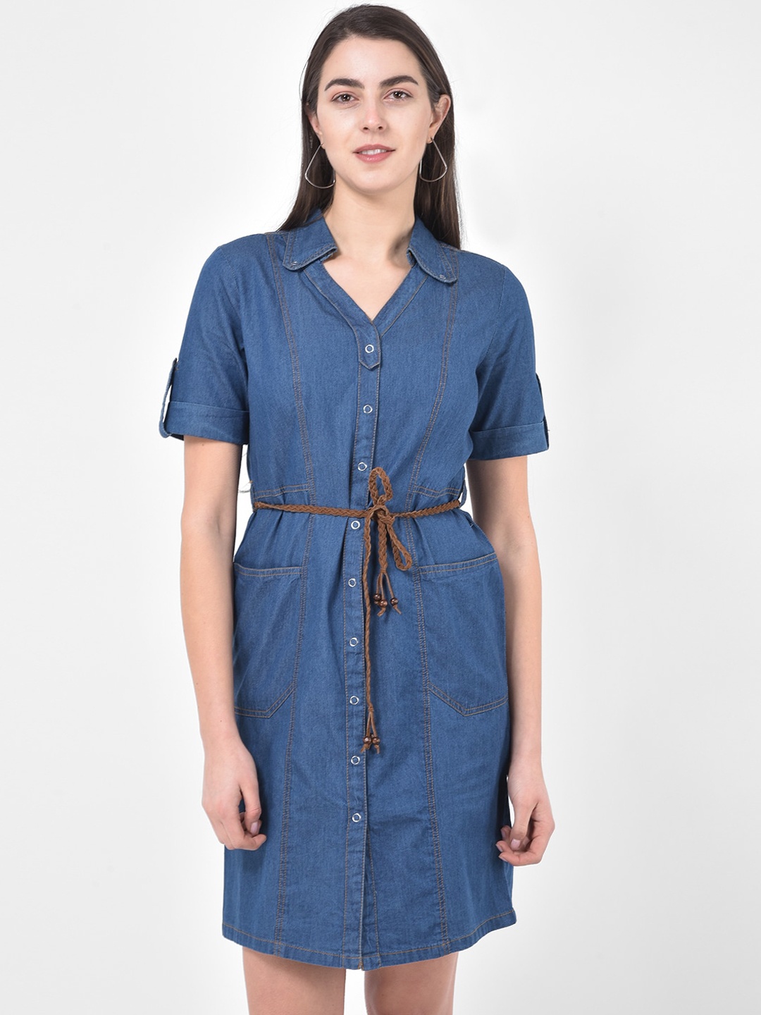

Latin Quarters Women Blue Solid Shirt Dress