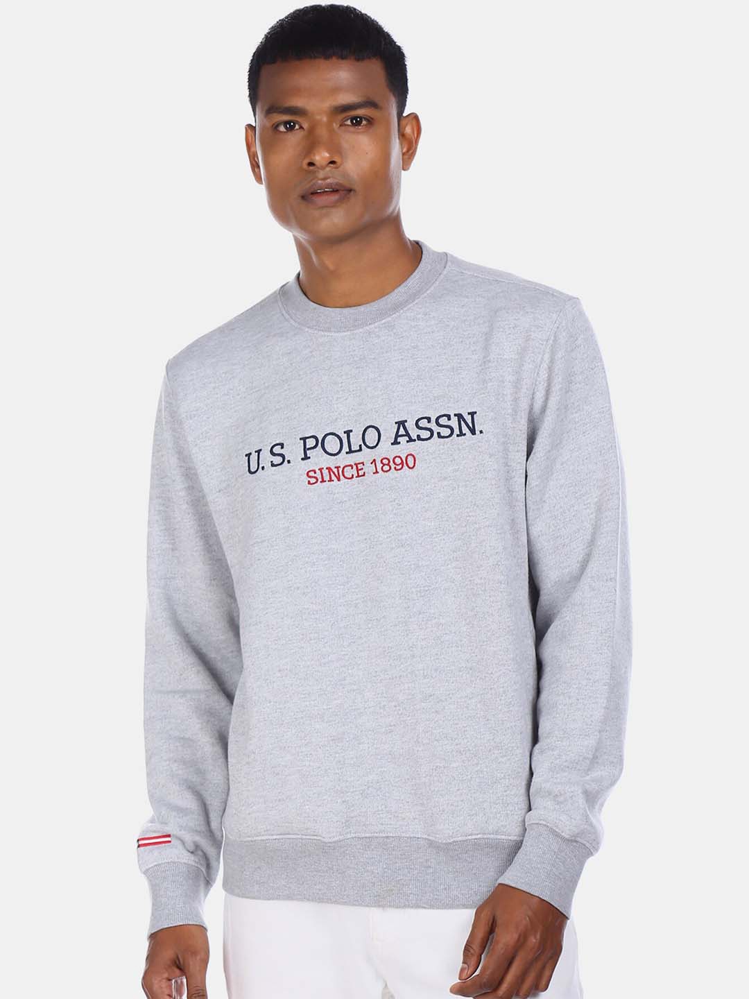 

U.S. Polo Assn. Men Grey Brand Logo Printed Sweatshirt