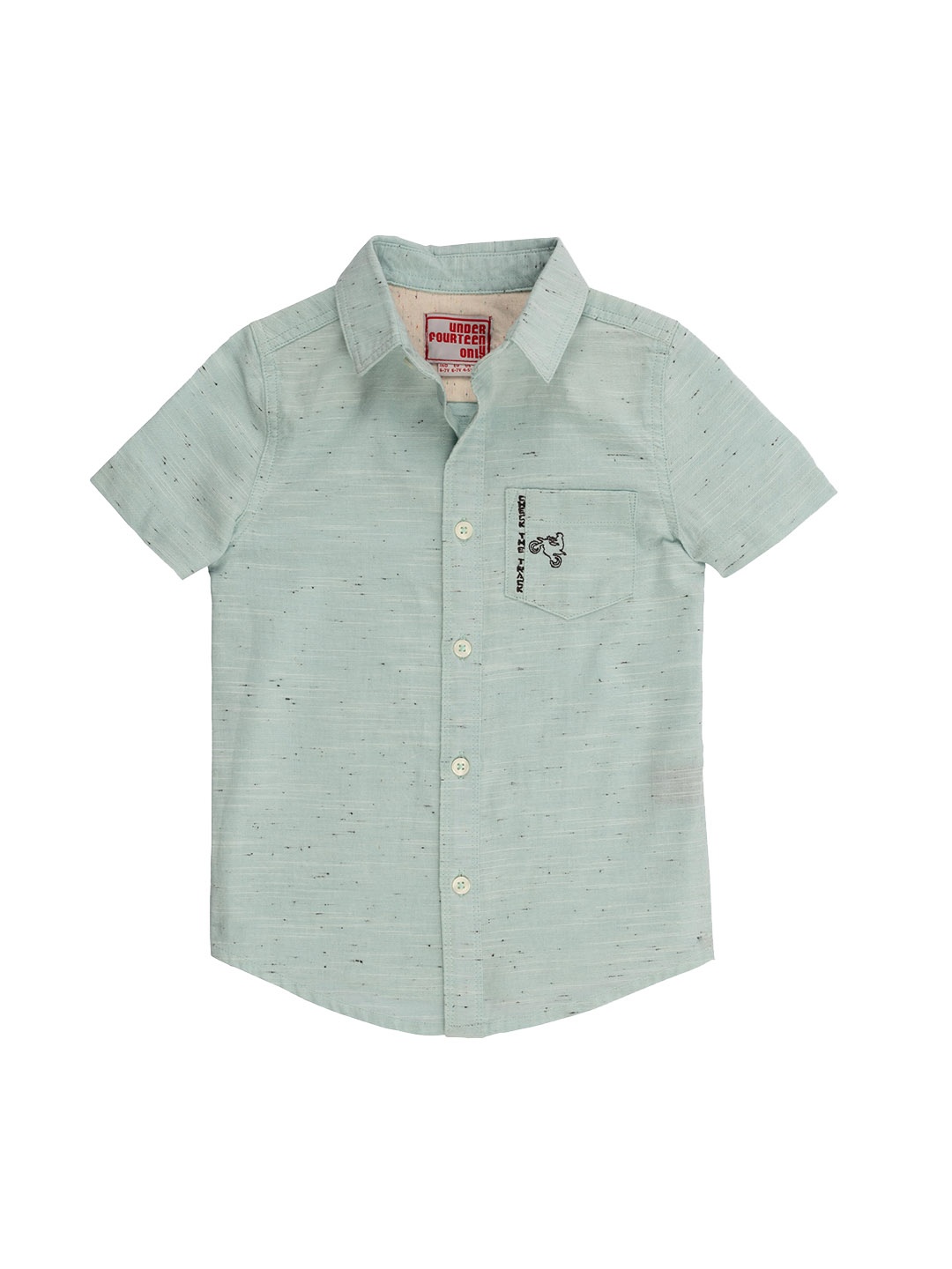 

UNDER FOURTEEN ONLY Boys Green Regular Fit Printed Casual Shirt
