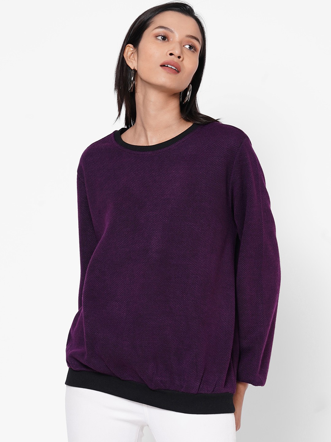

109F Women Purple Solid Top