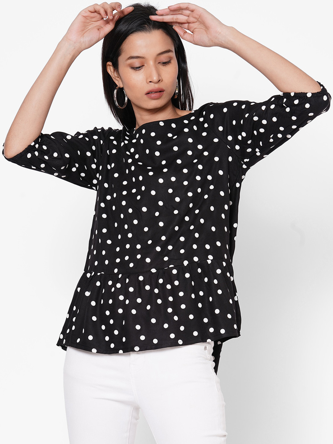 

109F Women Black Printed Top
