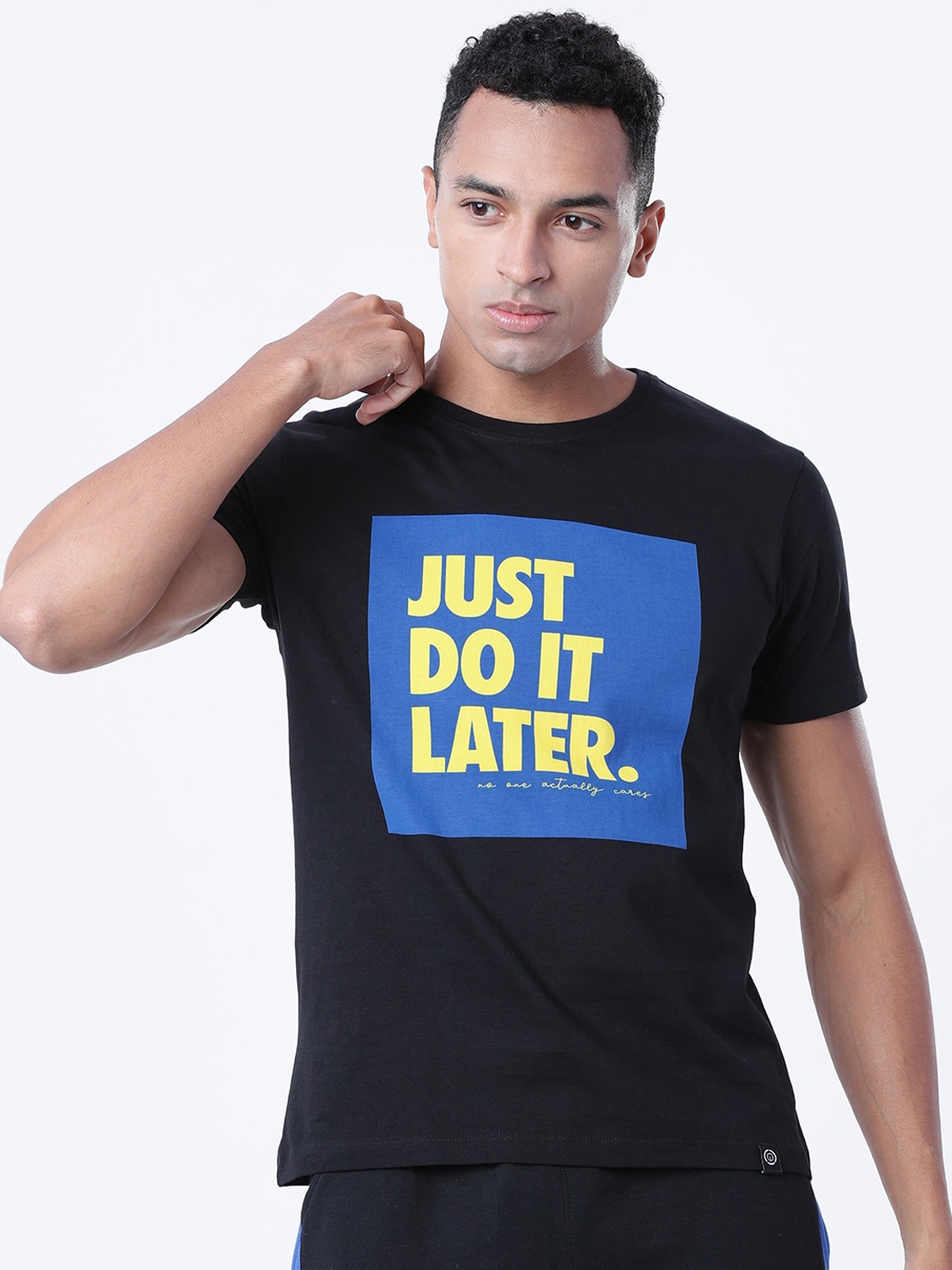 

LOCOMOTIVE Men Black Printed Round Neck T-shirt