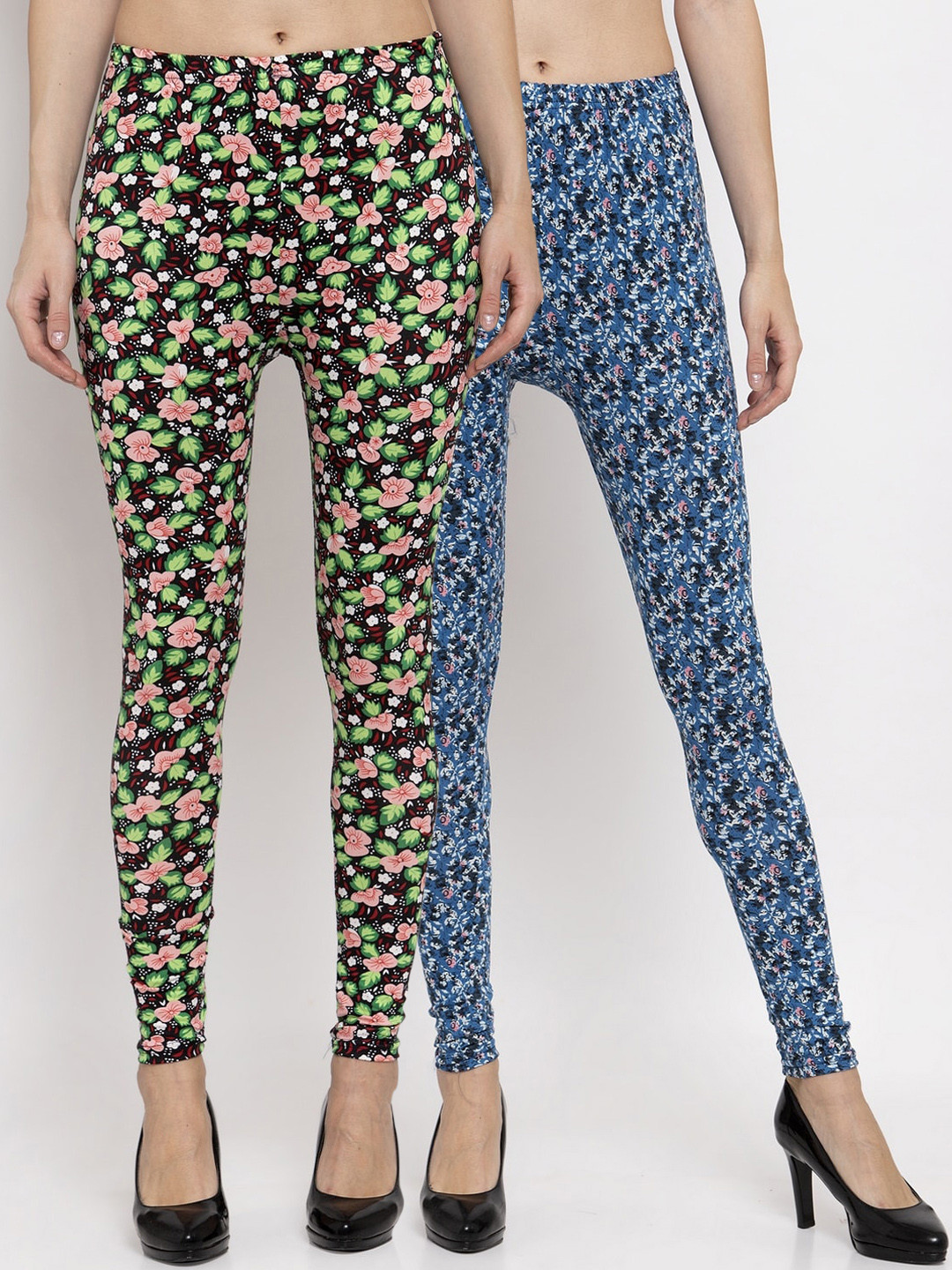 

KLOTTHE Women Pack Of 2 Printed Ankle-Length Leggings, Blue