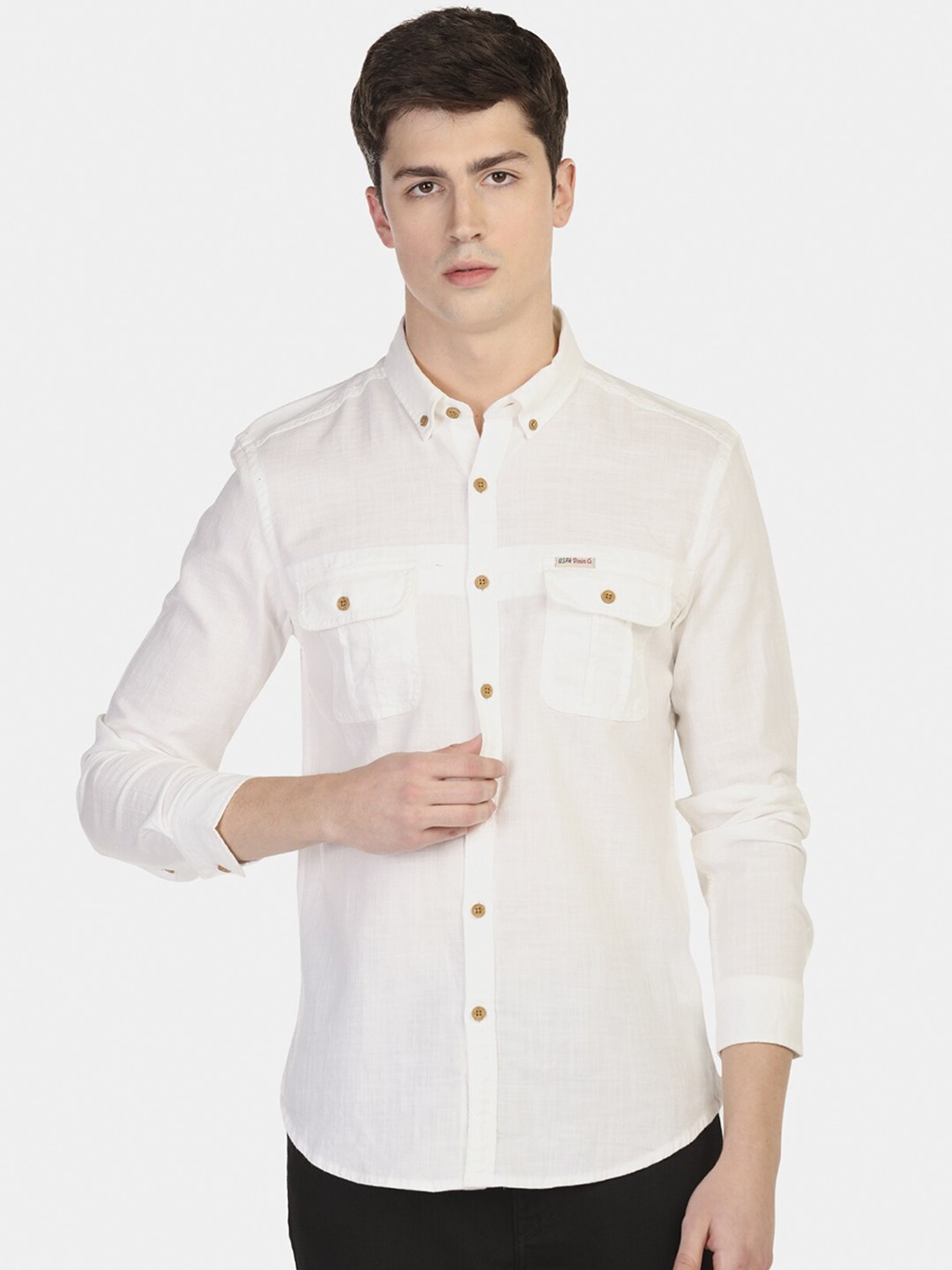 

U.S. Polo Assn. Denim Co. Men White Regular Fit Solid Casual Shirt