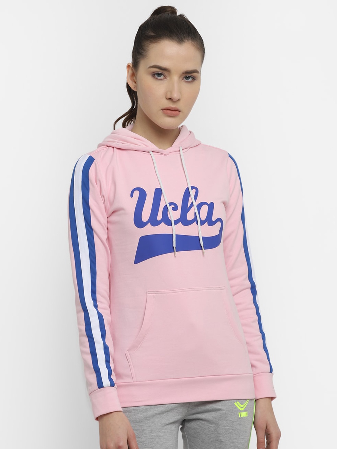 

UCLA Women Pink & Blue Printed Hooded Sweatshirt