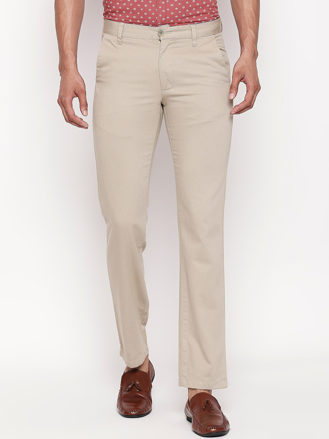 

BYFORD by Pantaloons Men Beige Regular Fit Solid Trousers
