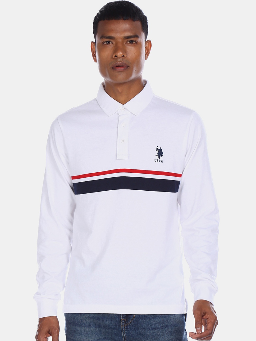 

U.S. Polo Assn. White s Collar Applique T-shirt