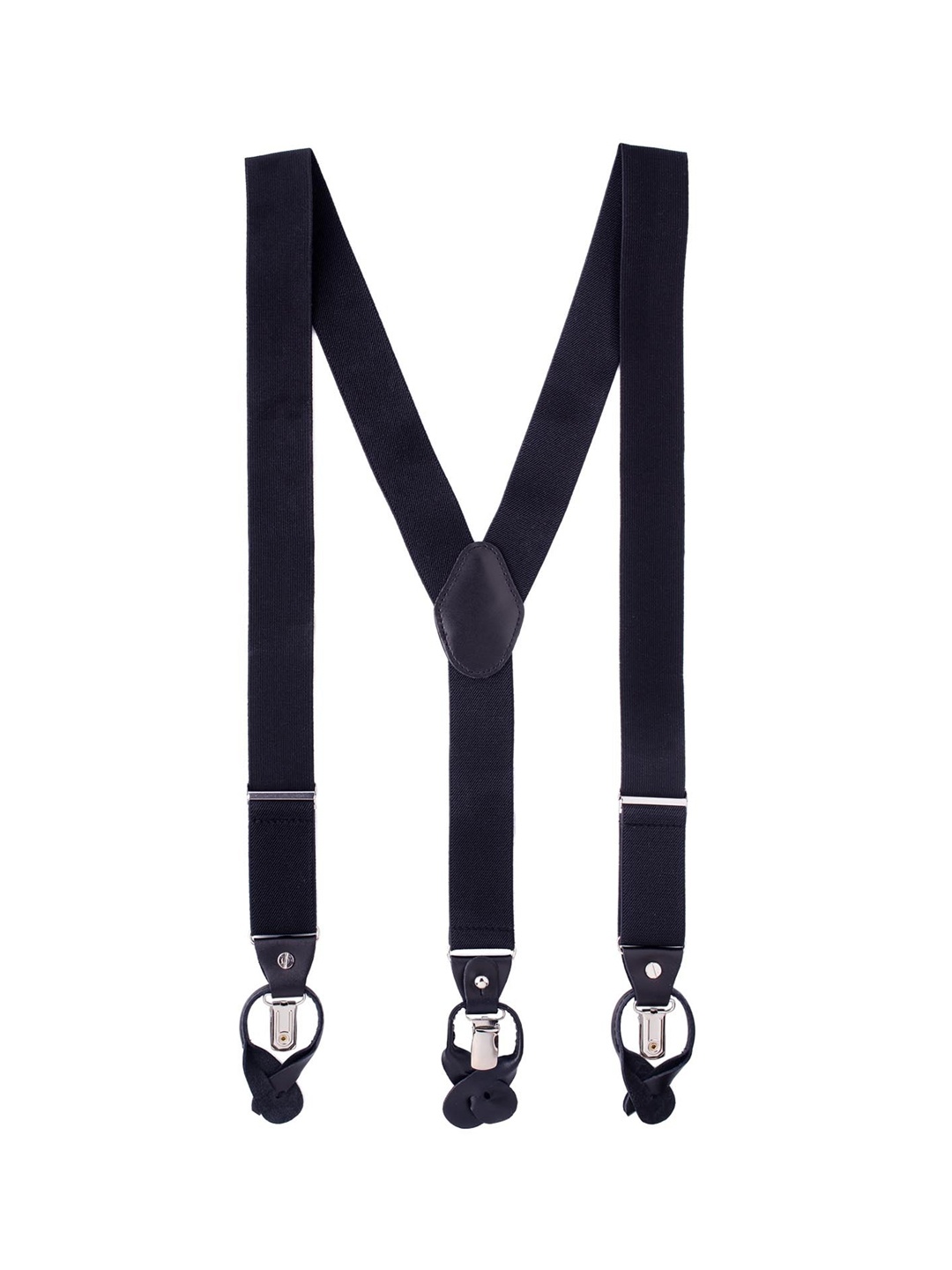 

The Tie Hub Men Black Solid Suspenders