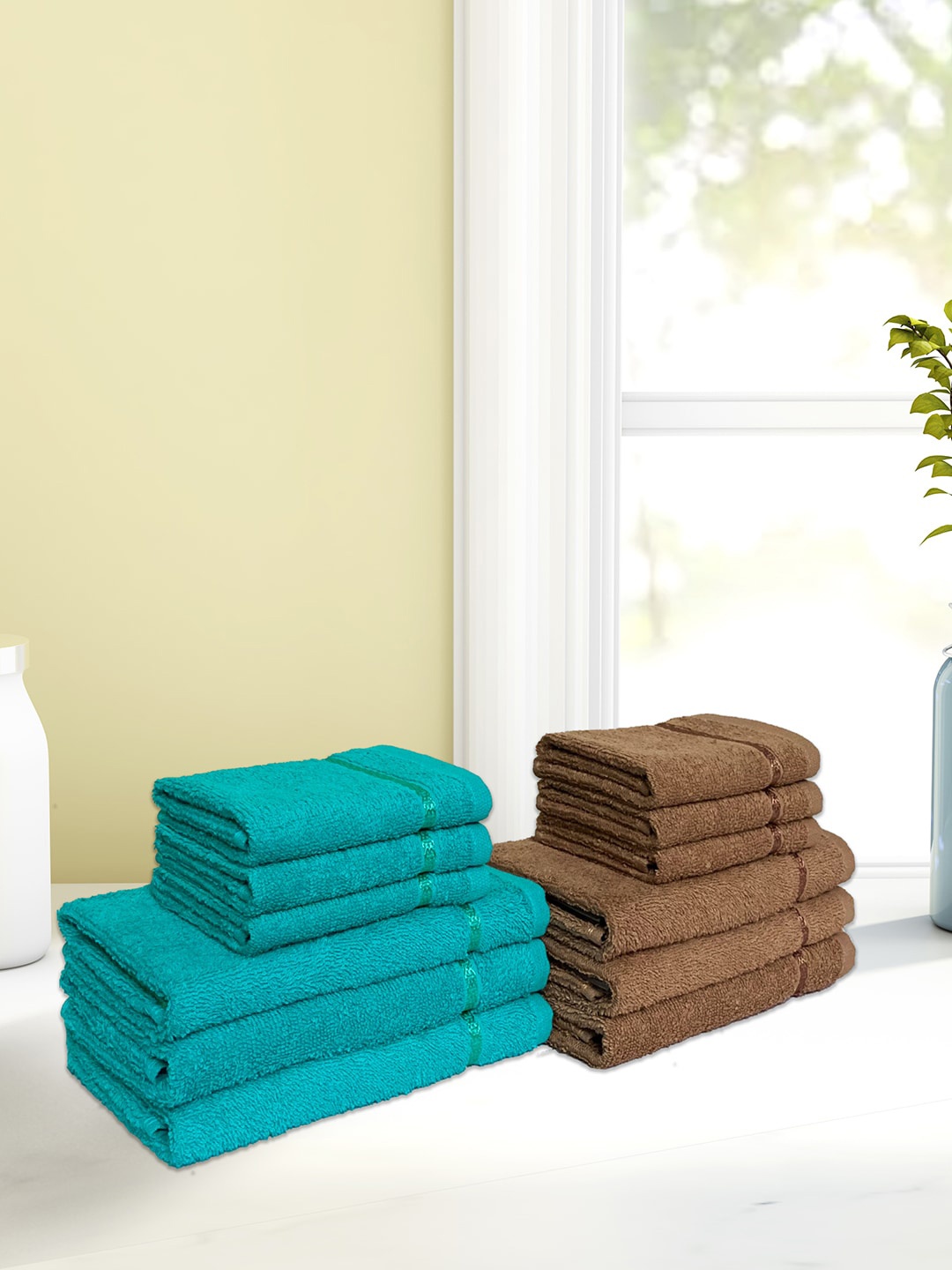 

CORE Designed by SPACES Set Of 12 Solid 380 GSM Towel Set, Brown