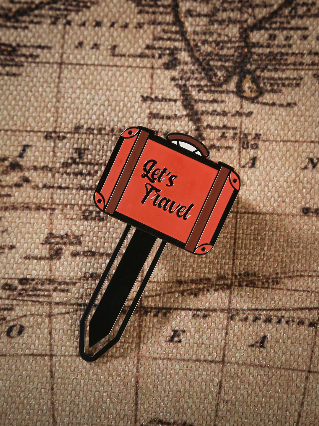 

Bigsmall Orange & Black Let's Travel Metallic Bookmark