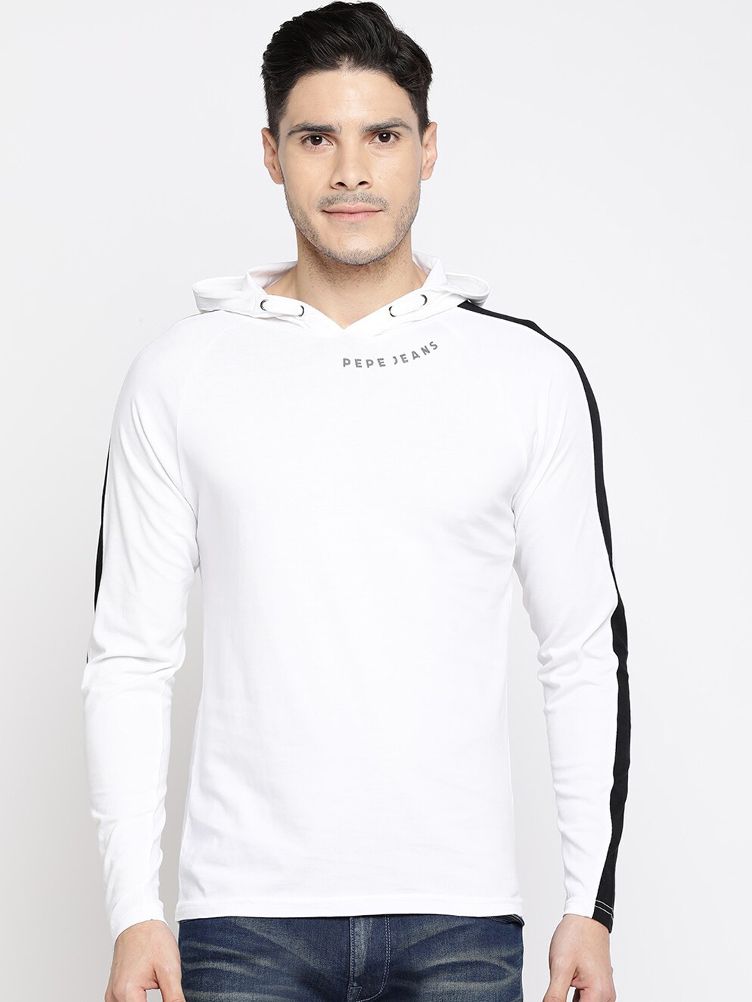 

Pepe Jeans Men White Solid Hood T-shirt