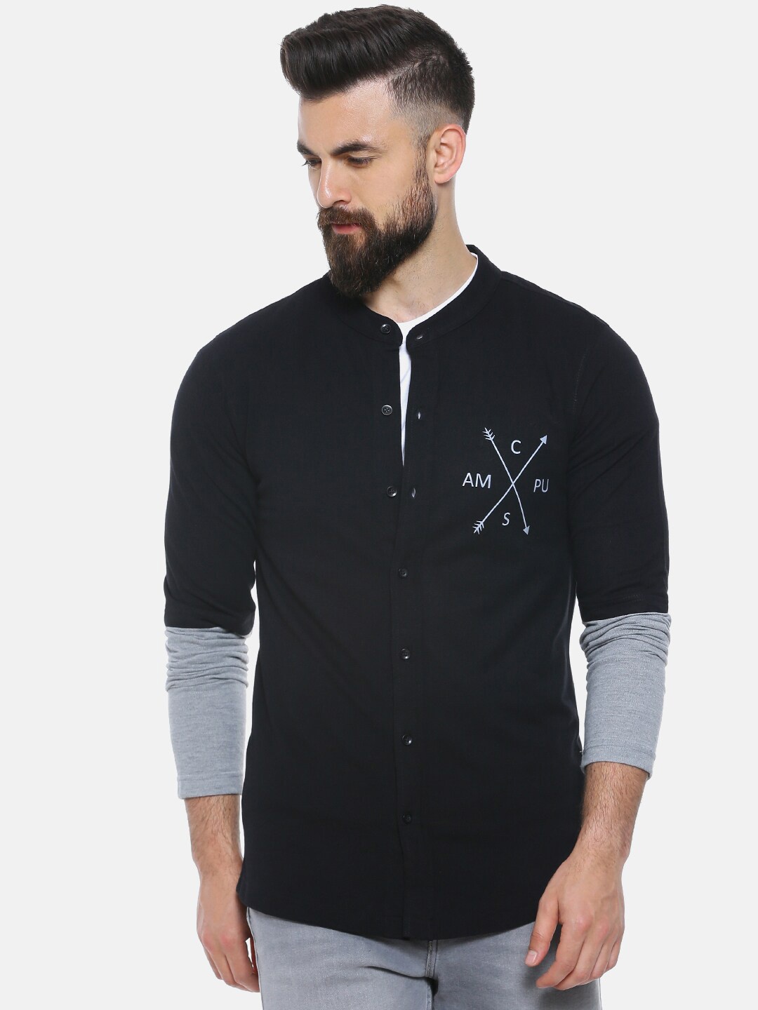 

Campus Sutra Men Black Regular Fit Solid Casual Shirt