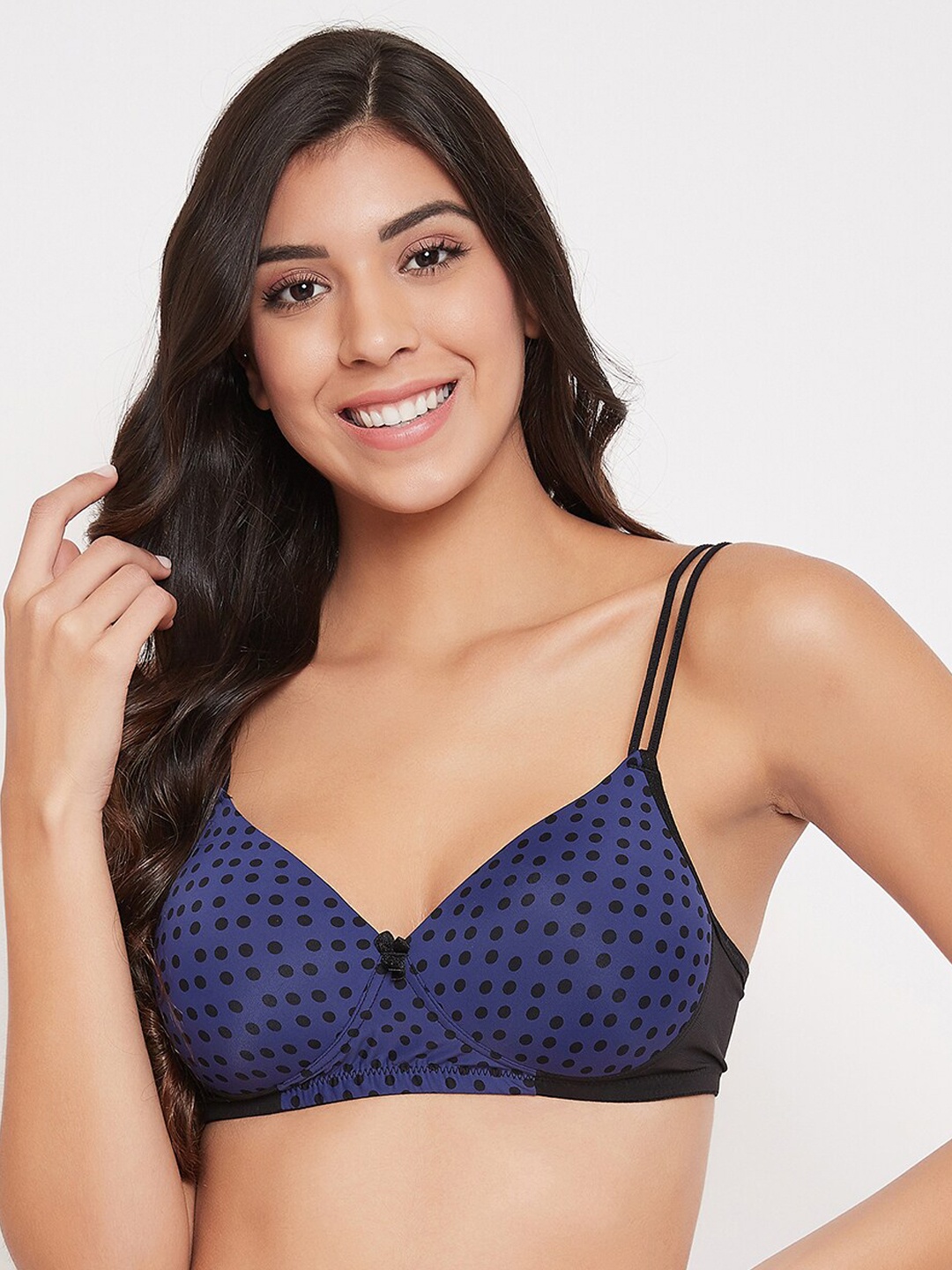 

Clovia Blue Printed Non-Wired Lightly Padded T-shirt Bra BR1737A0836E
