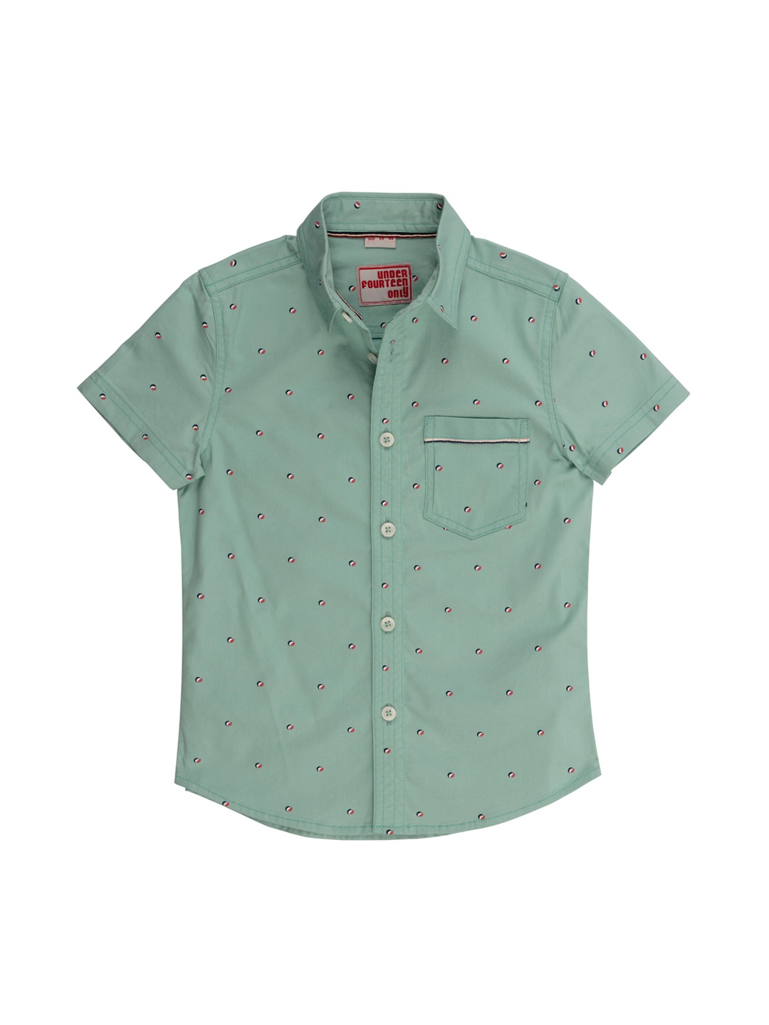 

UNDER FOURTEEN ONLY Boys Green Regular Fit Printed Casual Shirt