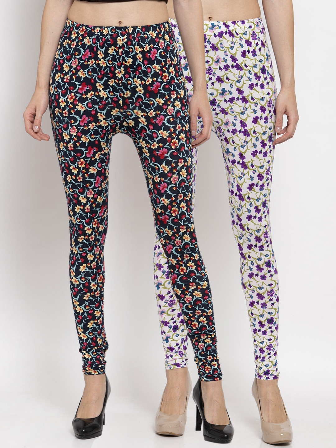 

KLOTTHE Women Pack Of 2 Printed Leggings, Black