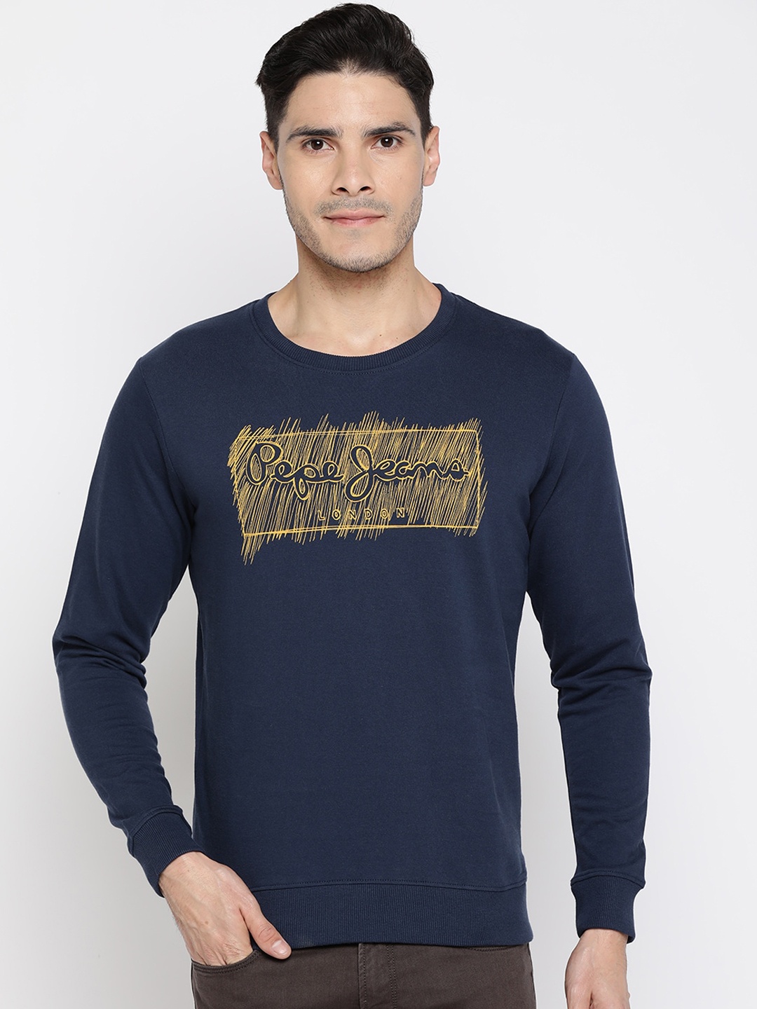 

Pepe Jeans Men Blue Printed Cotton Sweatshirt