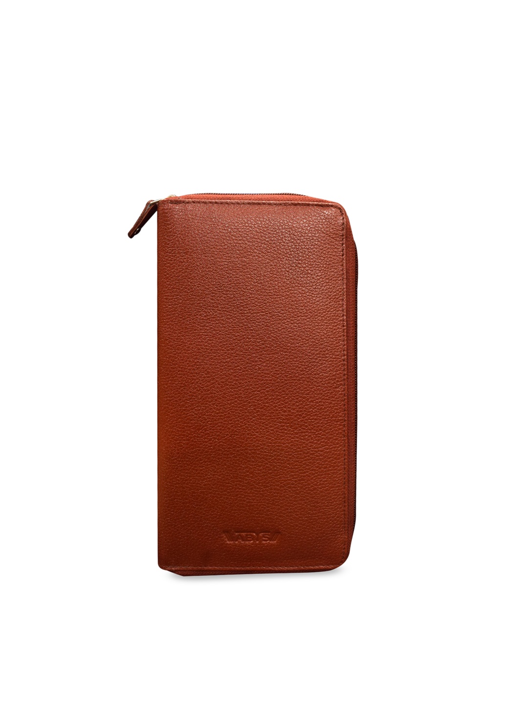 

ABYS Unisex Brown Textured Genuine Leather Zip Around Wallet