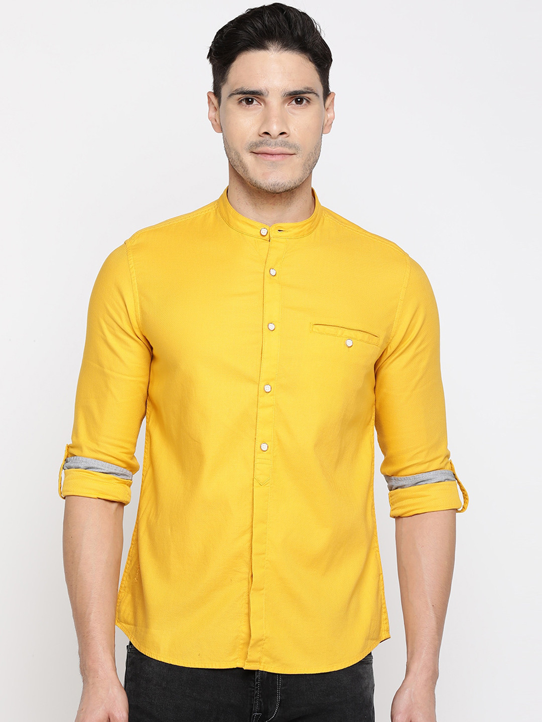

Pepe Jeans Men Mustard Regular Fit Solid Casual Shirt