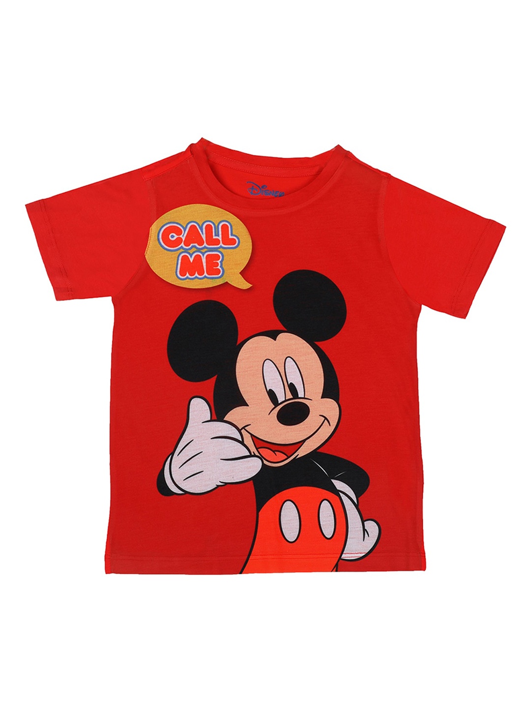 Mickey Mouse Family Boys Red Mickey Mouse Printed Round Neck T-shirt
