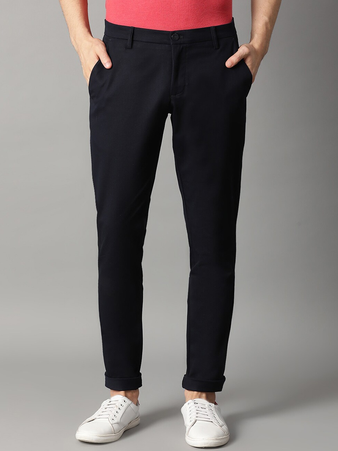 

Bruun & Stengade Men Navy Blue Slim Fit Solid Chinos