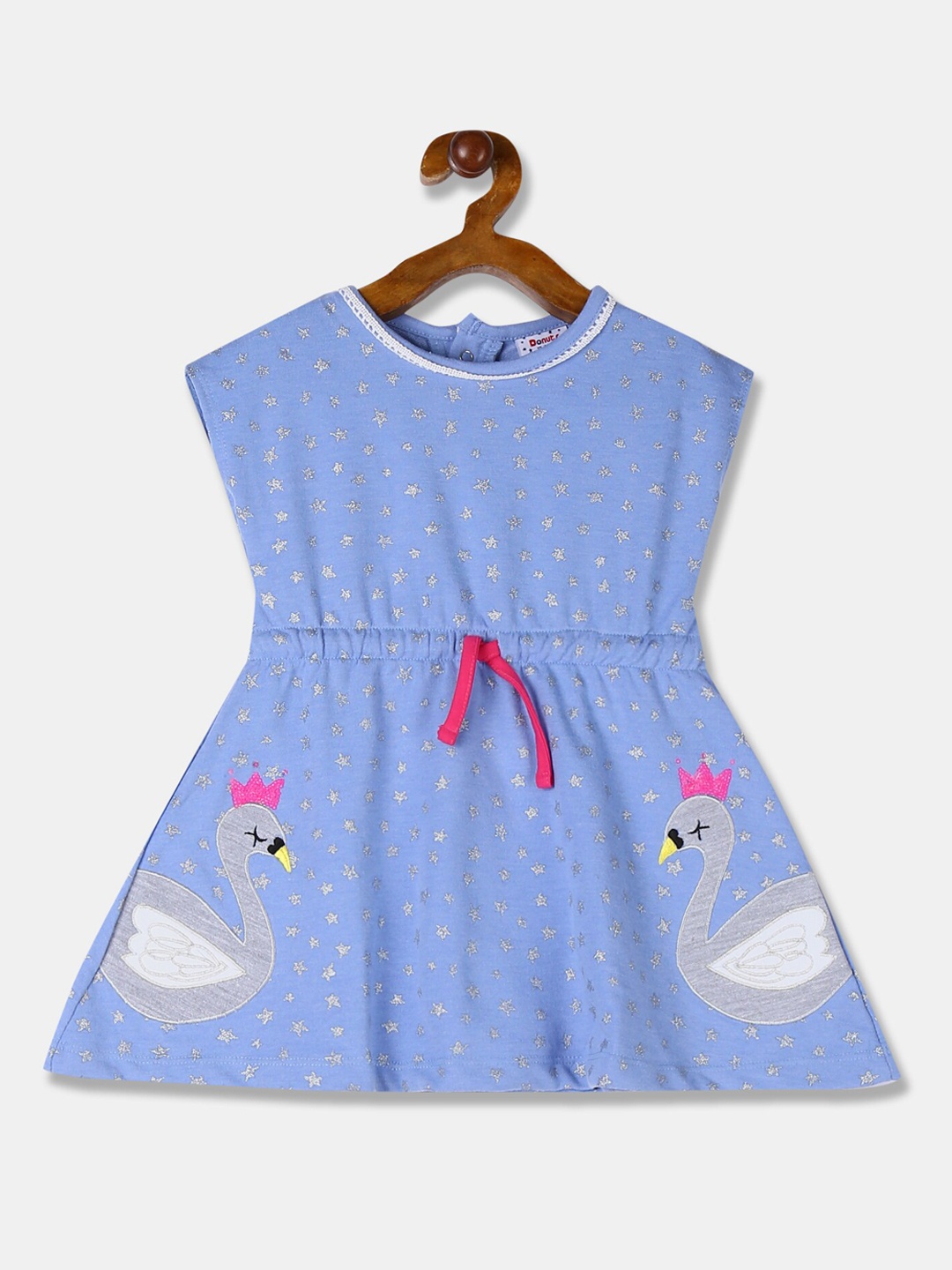 

Donuts Girls Blue Printed Fit and Flare Dress