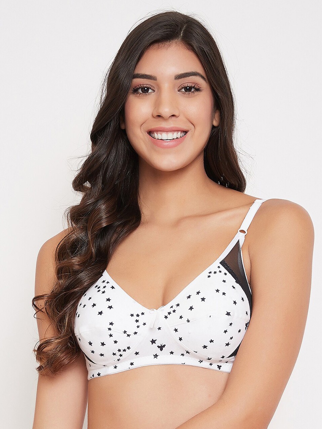 

Clovia White & Black Printed Non-Wired Non Padded Everyday Bra