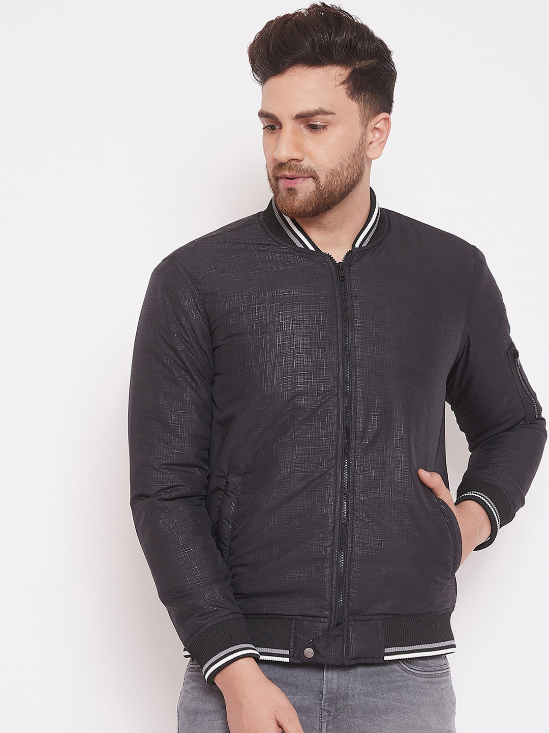 

Canary London Men Black Printed Bomber Jacket