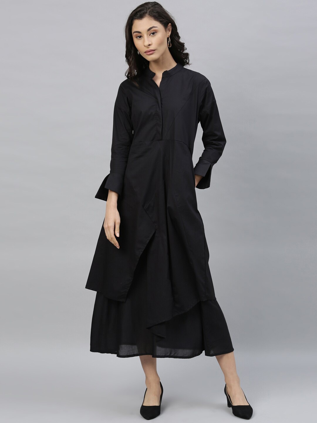 

RAREISM Women Black Solid A-LineDress