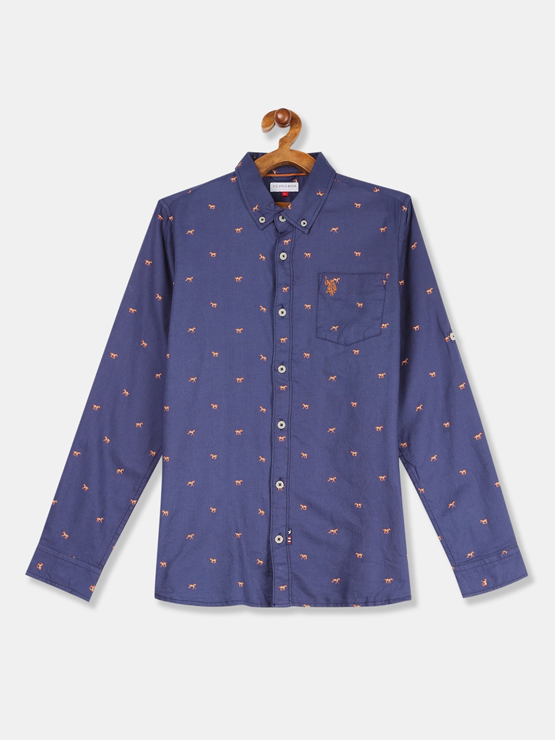 

U.S. Polo Assn. Kids Boys Blue Regular Fit Printed Casual Shirt