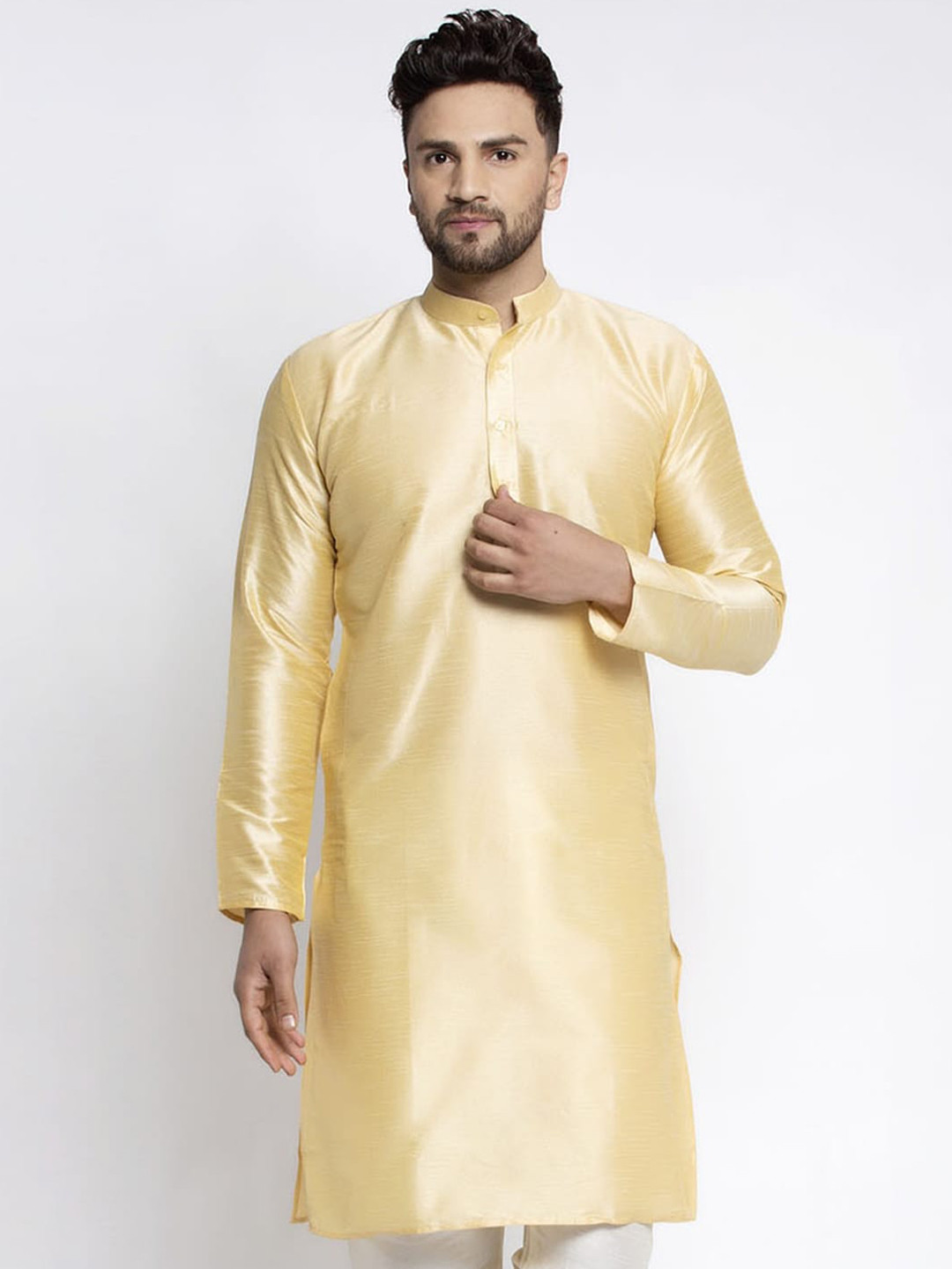 

Jompers Men Gold-Toned Solid Straight Kurta