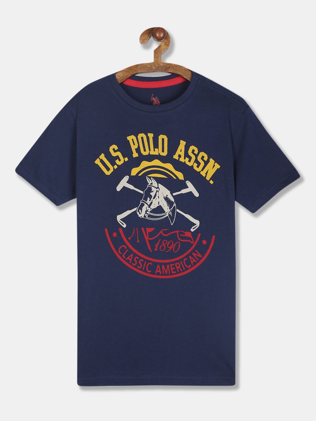 

U.S. Polo Assn. Kids Boys Blue Printed Round Neck T-shirt
