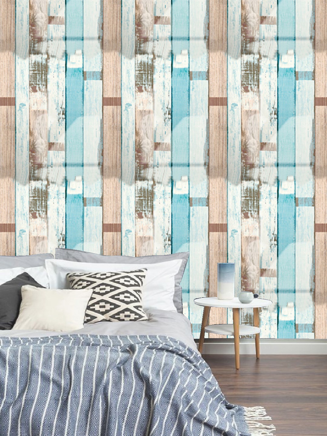 

Jaamso Royals Vintage Multicolor Wood Self Adhesive Wallpaper, Multi