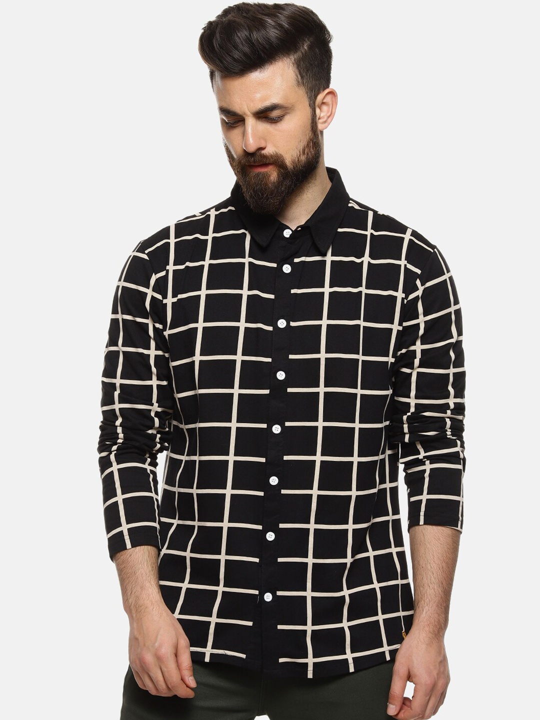 

Campus Sutra Men Black Regular Fit Checked Casual Shirt