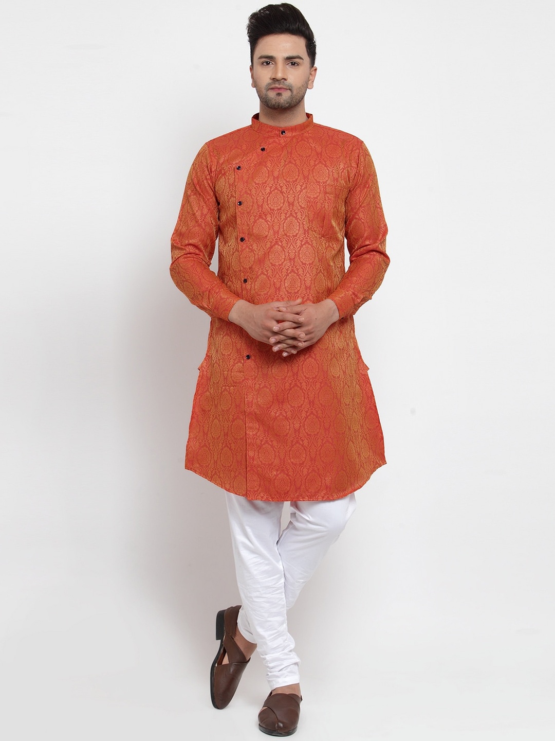 KLOTTHE Orange Woven Design Kurta