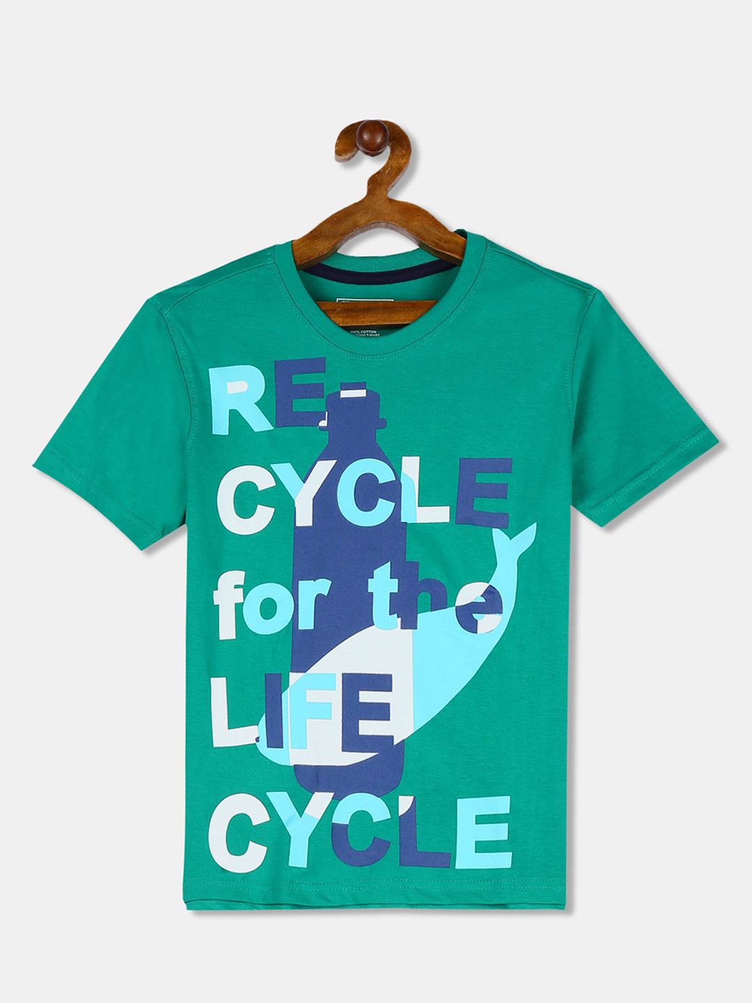 

Cherokee Boys Green Printed V-Neck T-shirt