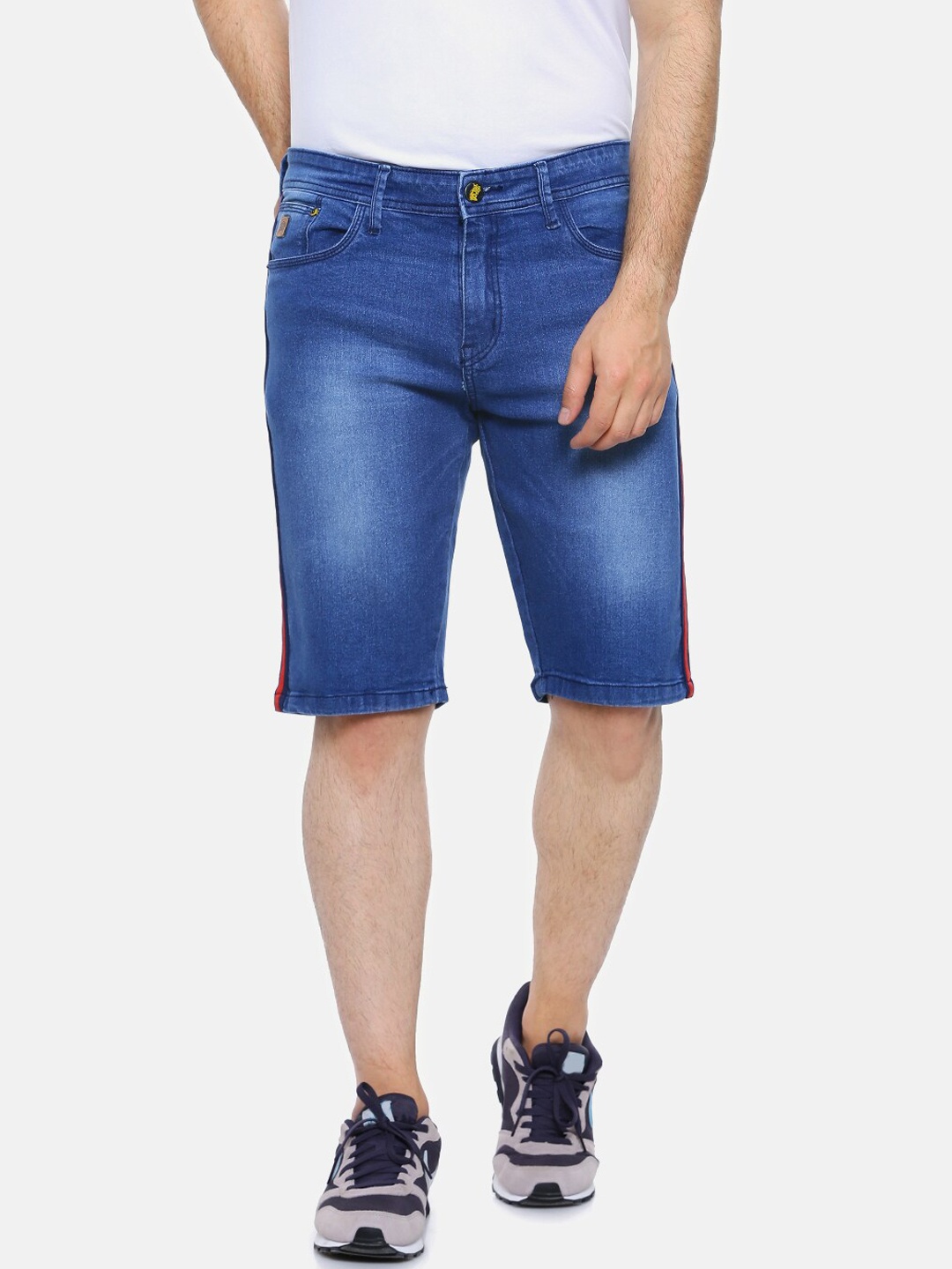 

Campus Sutra Men Blue Washed Regular Fit Denim Shorts