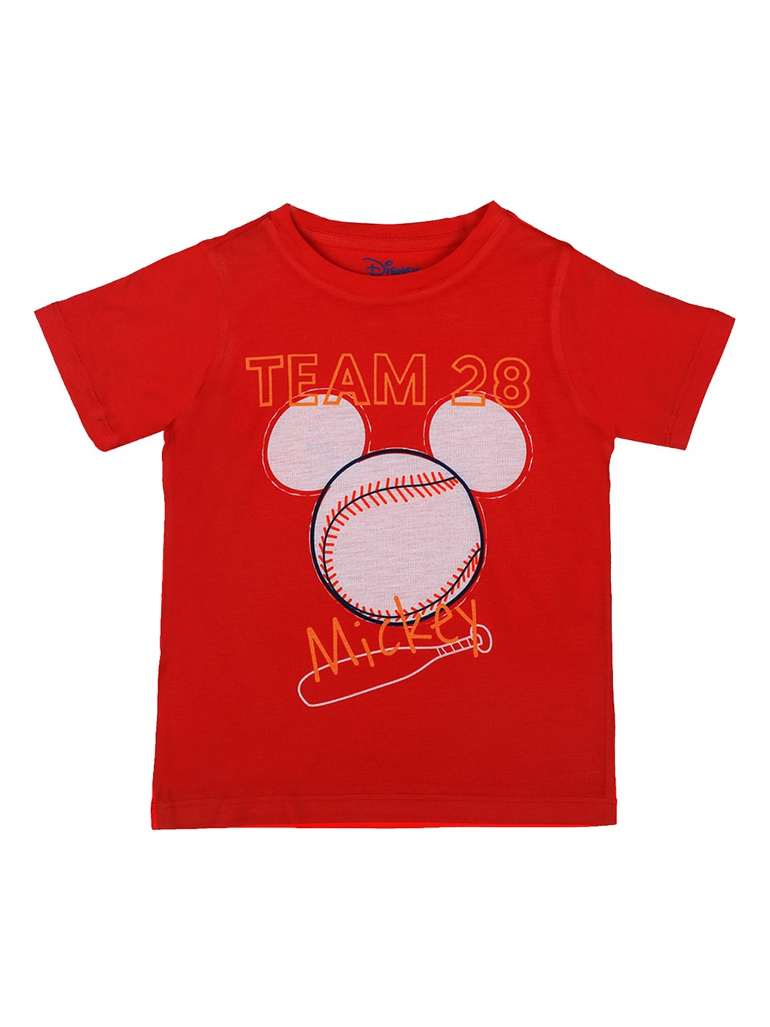 Mickey Mouse Family Boys Red Printed Round Neck T-shirt